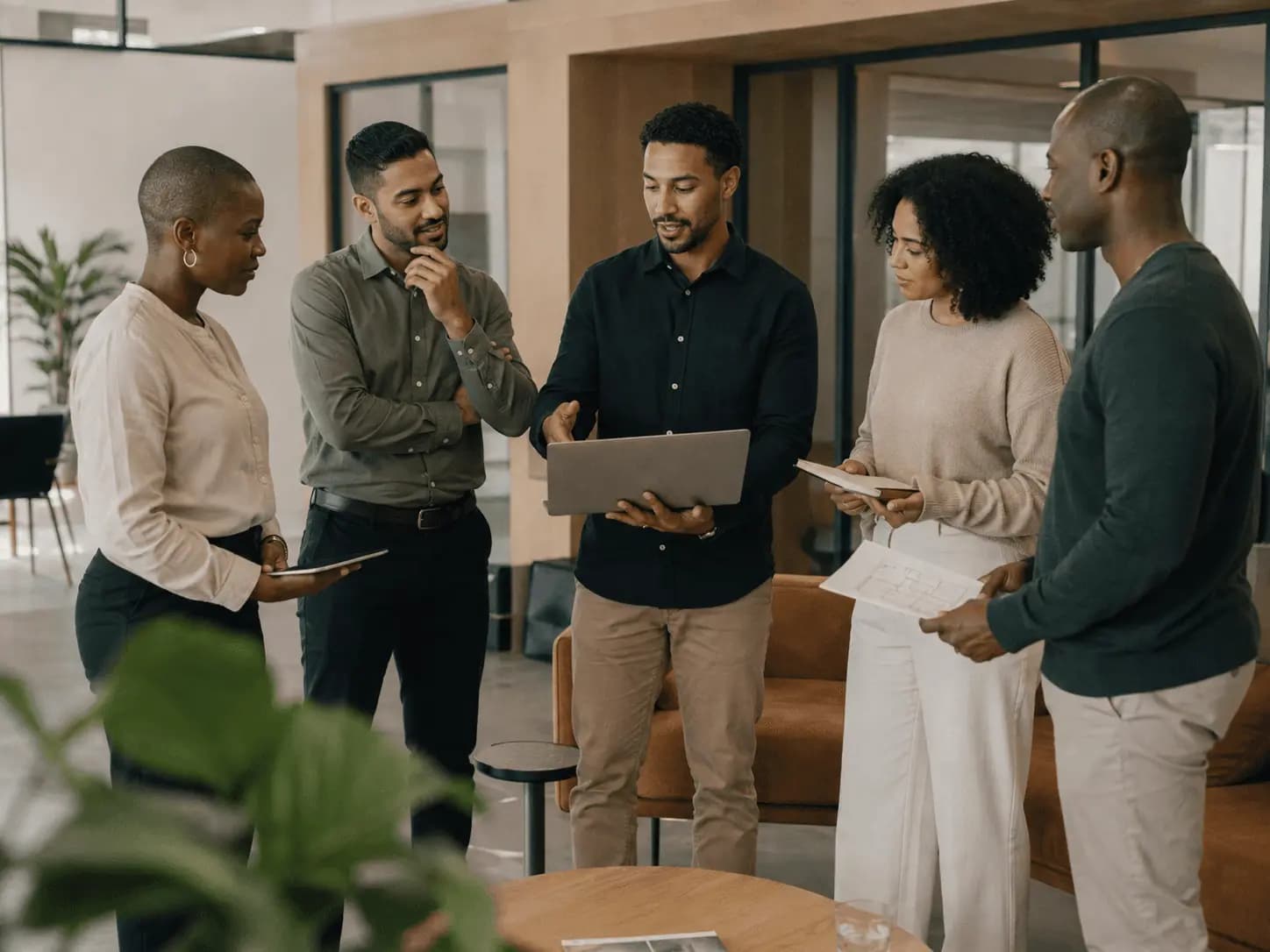 Corporate team in discussion