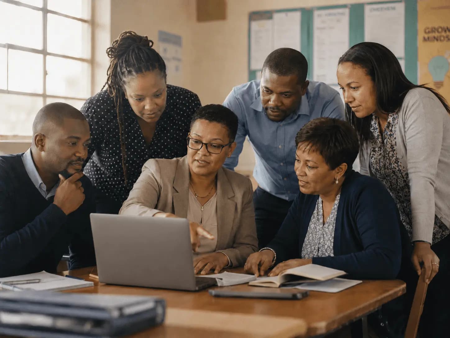 Municipal staff working together at a laptop